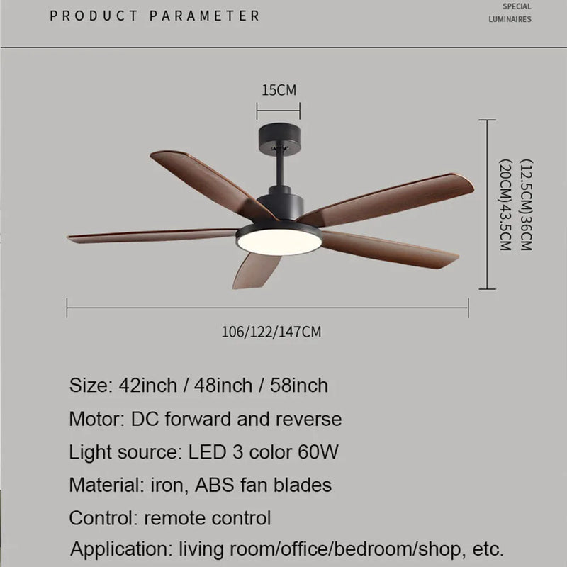 Afralia™ Nordic Large Ceiling Fan with LED Light, Retro Industrial Style for Home and Restaurant