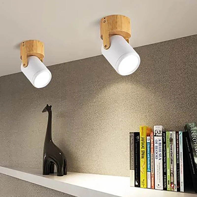 Afralia™ Wood Track Light LED 3 Head Spotlight for Bedroom Living Room Lighting