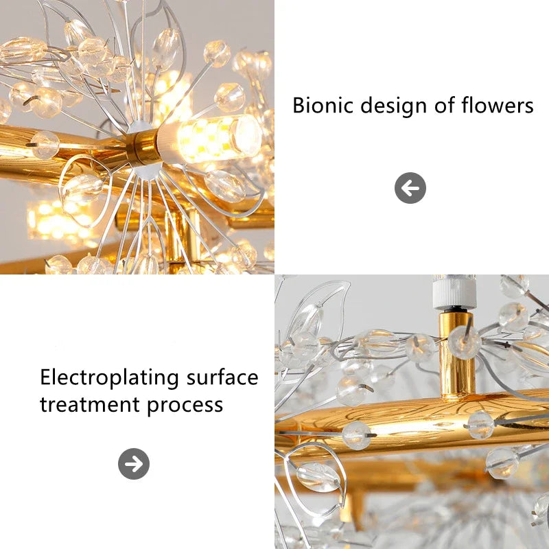 Afralia™ Crystal Bionic Petals Chandelier for Living Dining Bedroom Hall Hotel Decor