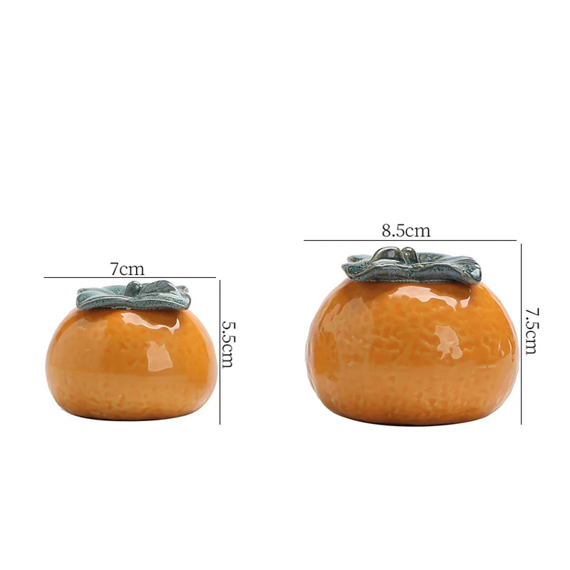 Afralia™ Orange Ceramic Tea Pot Small Storage Jar