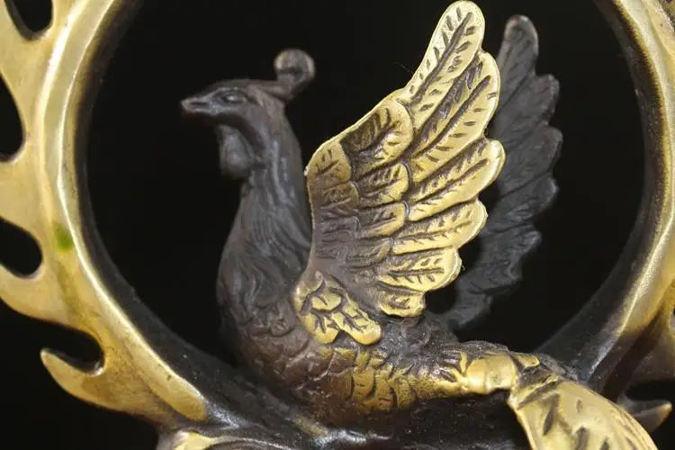 Afralia™ Copper Phoenix Ornament Feng Shui Home Office Decor