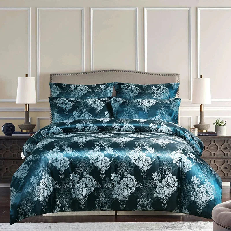 Afralia™ European Satin Jacquard Duvet Cover Set - Smooth & Luxurious Summer Bedding Kit