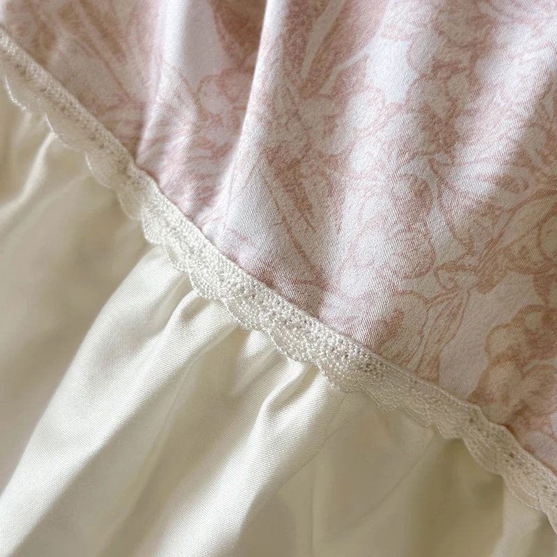 Afralia™ Luxe Satin Cotton Duvet Cover Set with Sheets & Lace Pillowcase