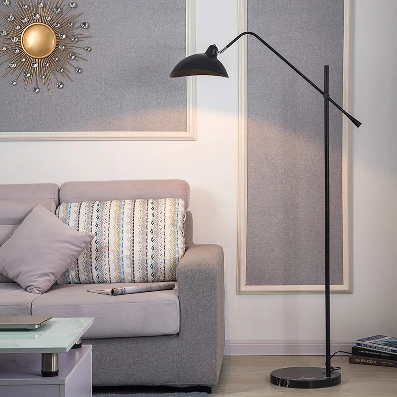 Afralia™ Nordic Adjustable Floor Lamp with Marble Base - Black