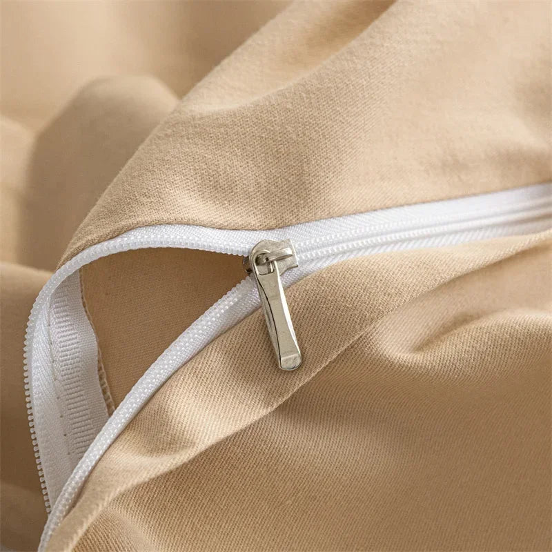 Afralia™ Solid Color 100% Cotton Bedding Set for Queen/King Size Beds