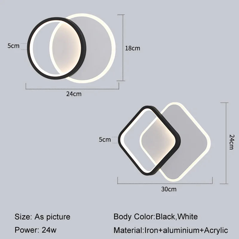 Afralia™ Modern 24W Round LED Wall Lamp for Home Bedroom Living Room Decor