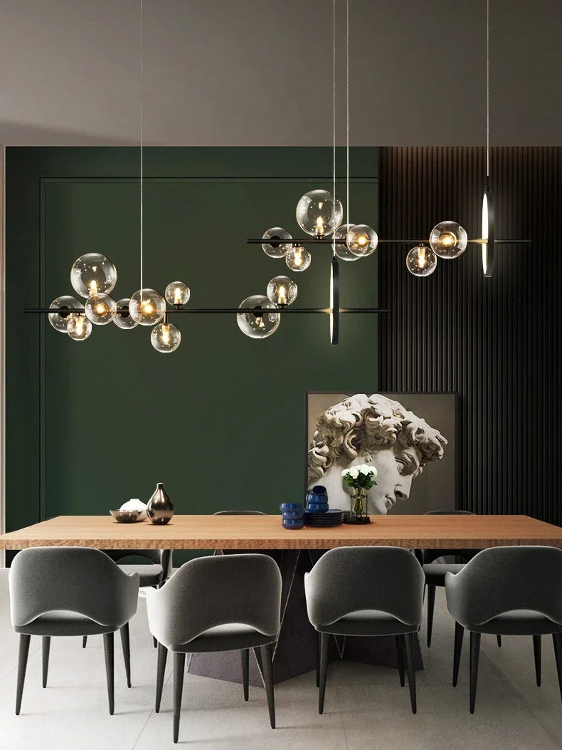 Afralia™ Nordic Glass Ball Chandelier: Stylish Pendant Lamp for Dining Room, Kitchen, Bar & Home Decor