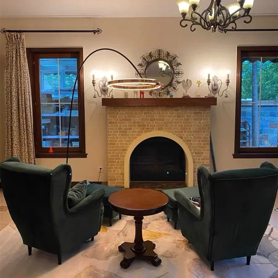 Afralia™ Nordic Circle LED Fishing Floor Lamp for Modern Home Decor