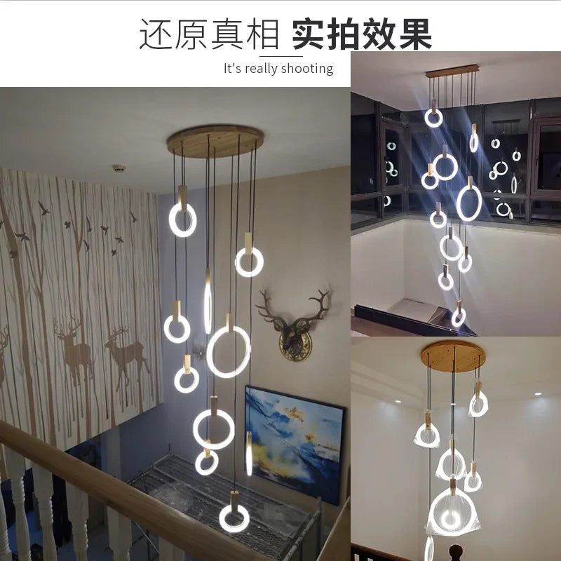 Afralia™ Solid Wood Ceiling Chandelier for Modern Decor in Various Rooms