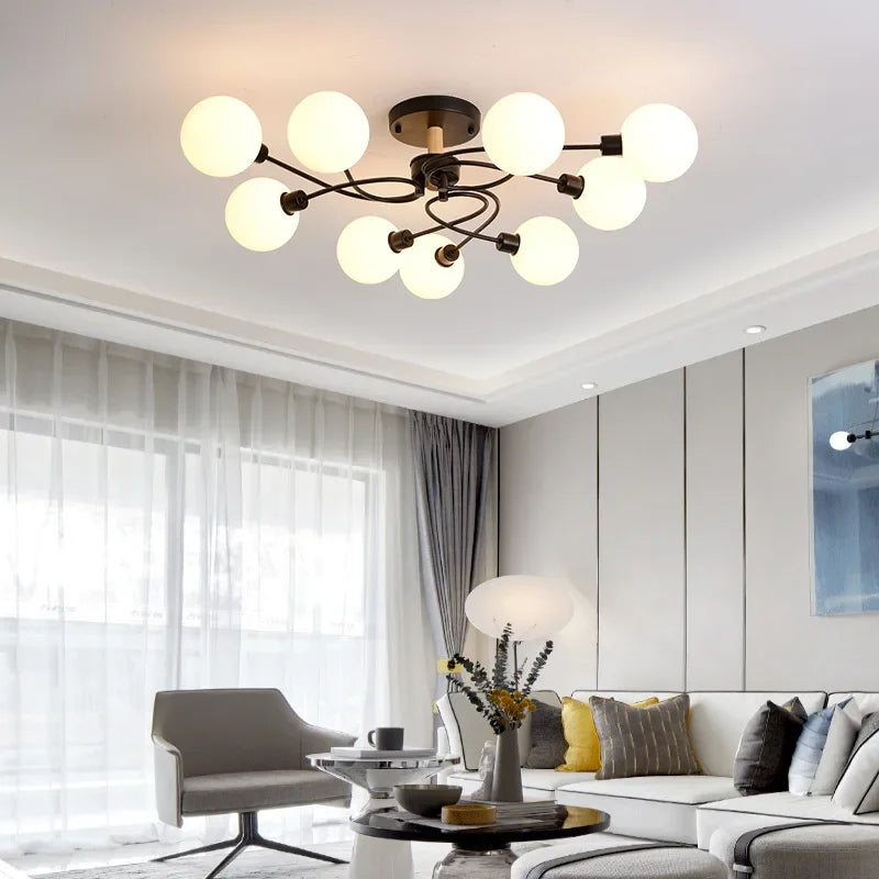 Afralia™ Glass Ball Chandelier: Nordic Style Ceiling Pendant Lamp for Home Decor Lighting