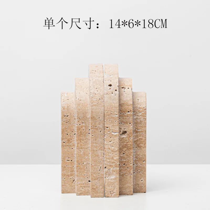 Afralia™ Marble Bookends Pair Vintage Beige Stone Room Decor Home Decoration