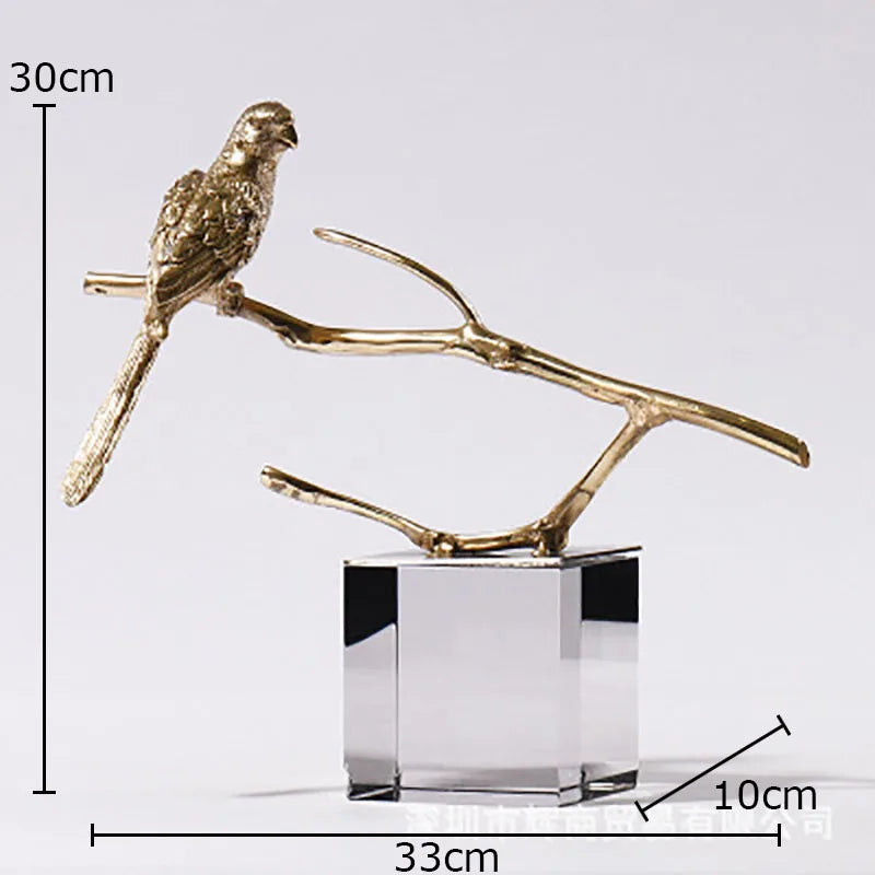 Afralia™ Copper Bird Statue Crystal Base Ornament - Room Aesthetic Decor