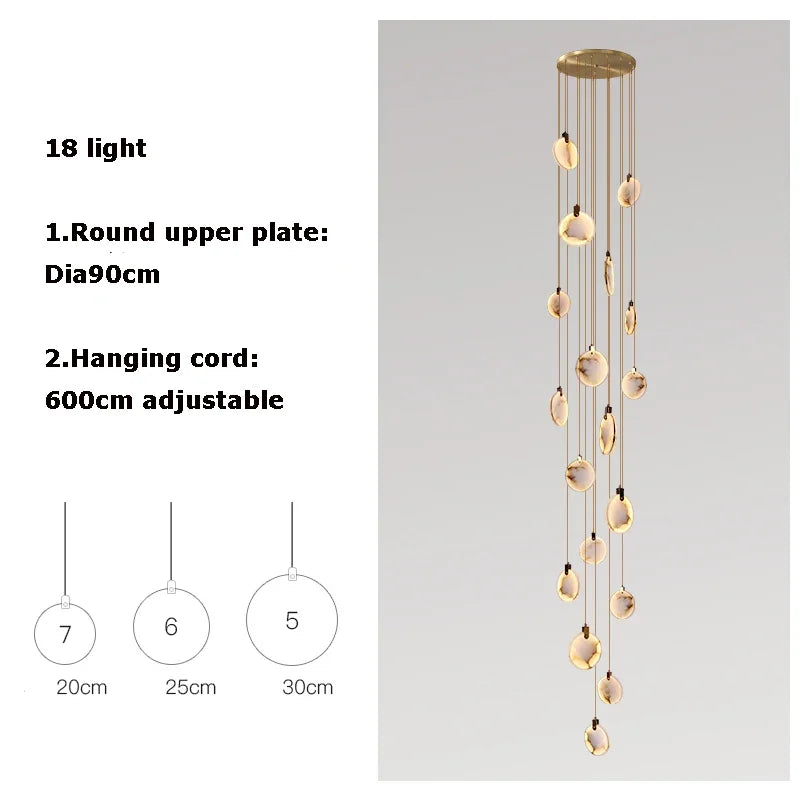 Afralia™ Gold Marble Design Chandelier Lighting for Home Decor