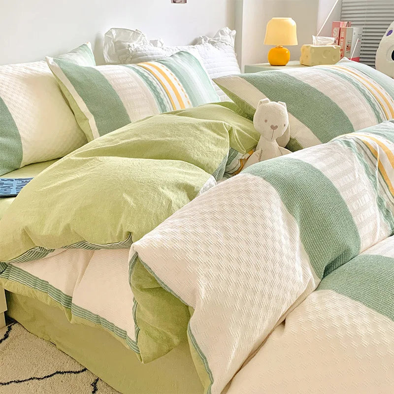 Afralia™ Cotton Jacquard Bedding Set - Single Double Queen King Size Bedclothes