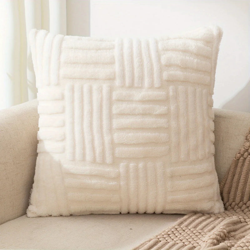 Afralia™ Bohemian Snowflake Velvet Knitted Cushion Cover 45*45 White Pillow Case Vintage Narrative