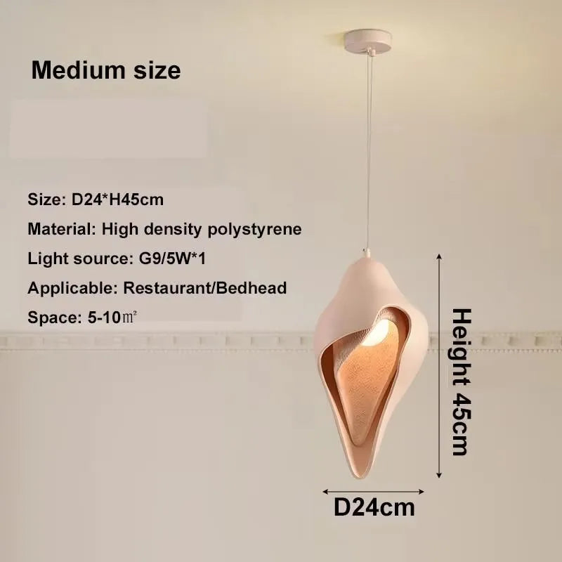 Afralia™ Gypsum Pendant Lamp Conch Design Wabi Sabi Style for Living Room or Bedroom