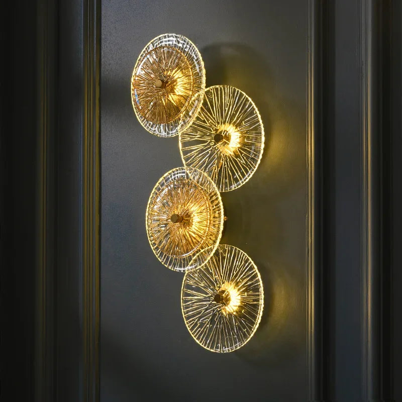 Afralia™ Round Glass Metal Wall Sconce Light for Bedroom Decoration