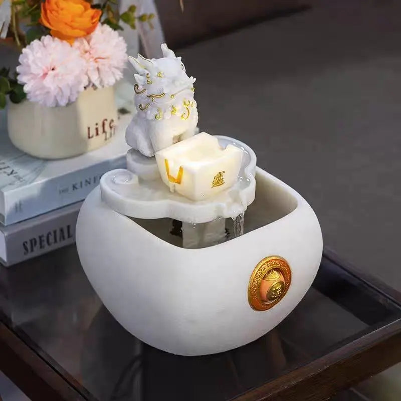 Afralia™ Wealth Attractor: Pixiu Flowing Water Fountain for Desktop Treasure Décor