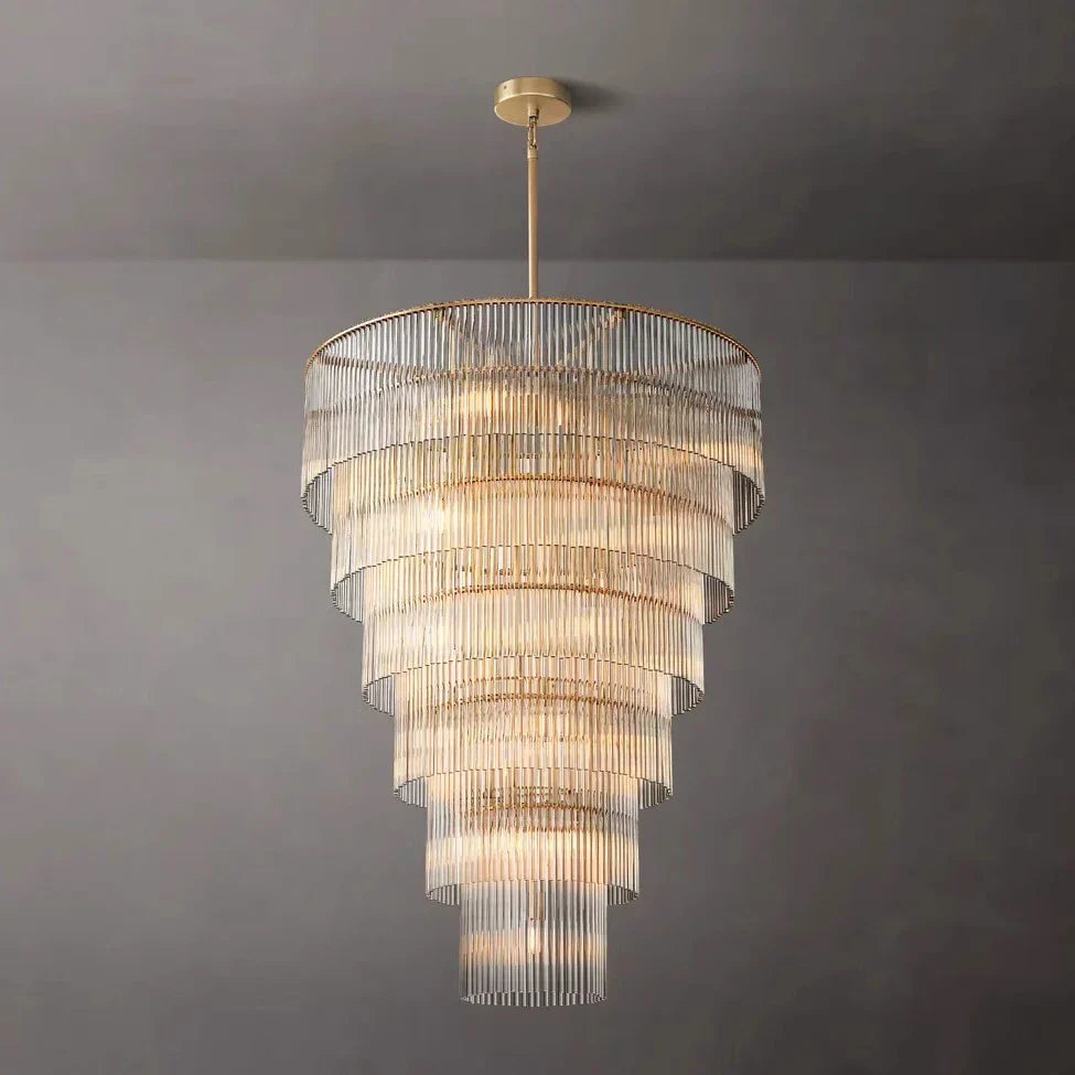Afralia™ Brass Art Deco Nordic Chandelier with Glass Shade for Dining Room