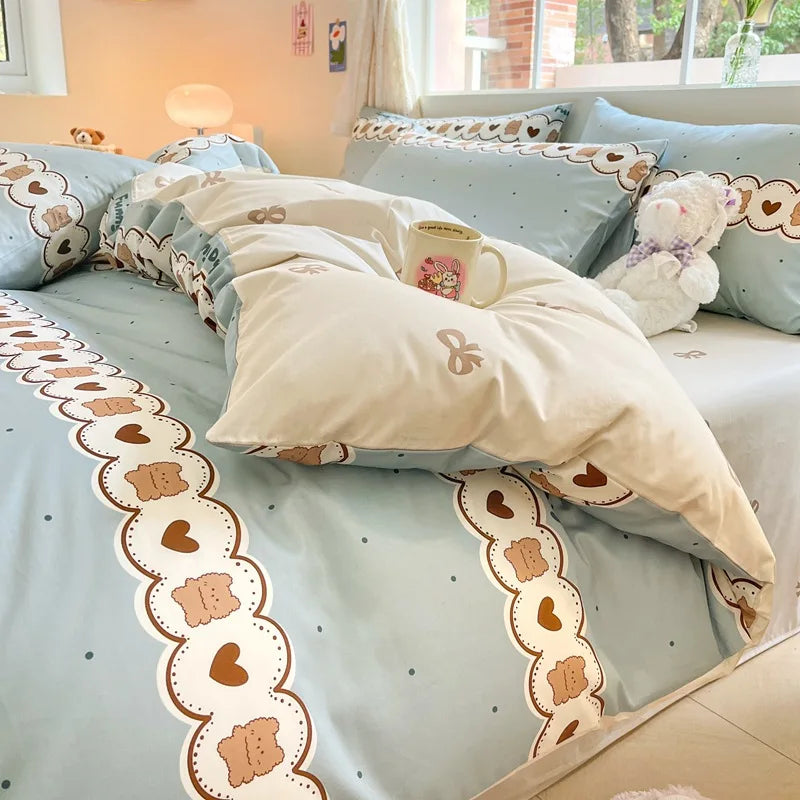 Afralia™ Cartoon Printed Cotton Duvet Cover for Kids & Teens Beddings