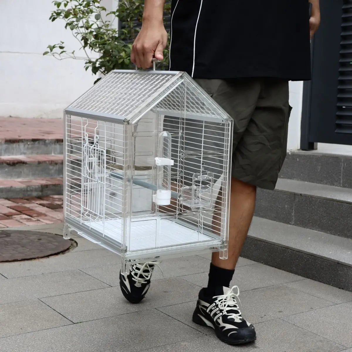 Afralia™ Luxury Villa Bird Cage for Budgerigar - Transparent Splash-Proof - Pearl Finish.