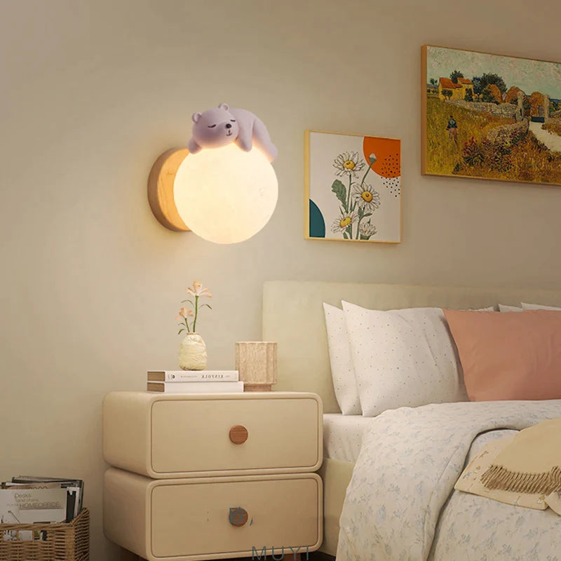 Afralia™ Cartoon Animal Wall Light for Bedroom Lighting