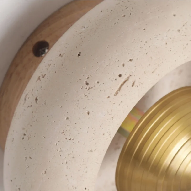 Afralia™ LED Ceiling Lamp Natural Yellow Travertine Walnut Wood Ceiling Lights