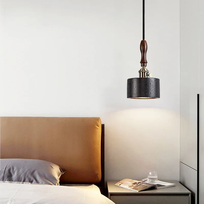 Afralia™ LED Pendant Lights Black Travertine Table Hanging Lamp for Bedroom Living Dining Room