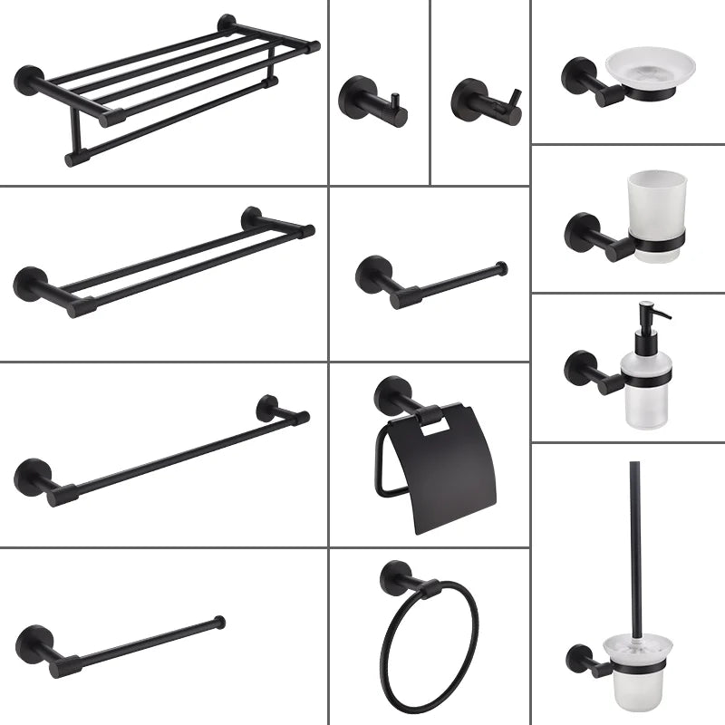 Afralia™ Stainless Steel Bathroom Accessories Set: Towel Bar, Toilet Roll Holder, Hook, Brush