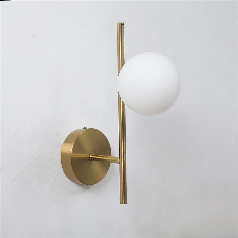 Afralia™ Golden Indoor Wall Lights with Milky Glass Ball, Double G9 Bulbs