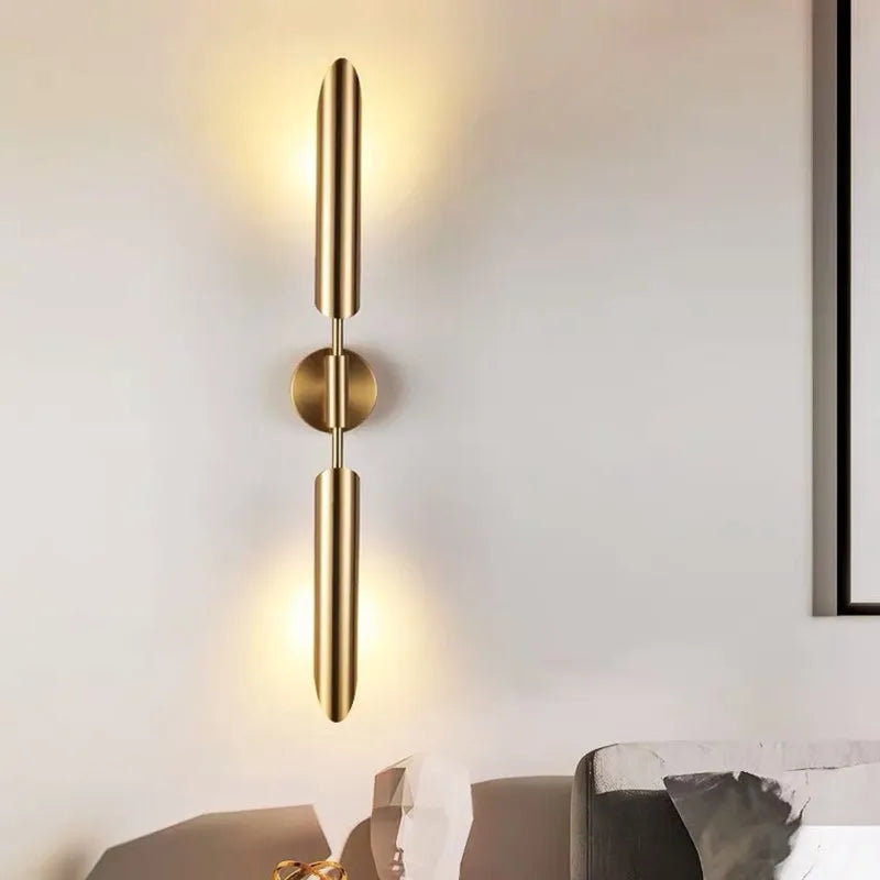 Afralia™ Golden Inclined Tube Wall Lamp for Modern Luxury Living Room Bedroom Décor