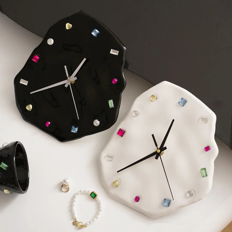 Afralia™ Crystal Geometric Wall Clock for Living Room Decor