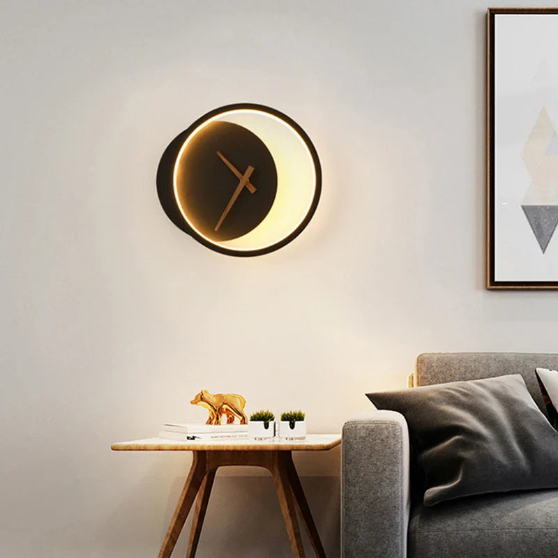 Afralia™ Wood Grain Round LED Wall Lamp for Modern Nordic Interior Decor