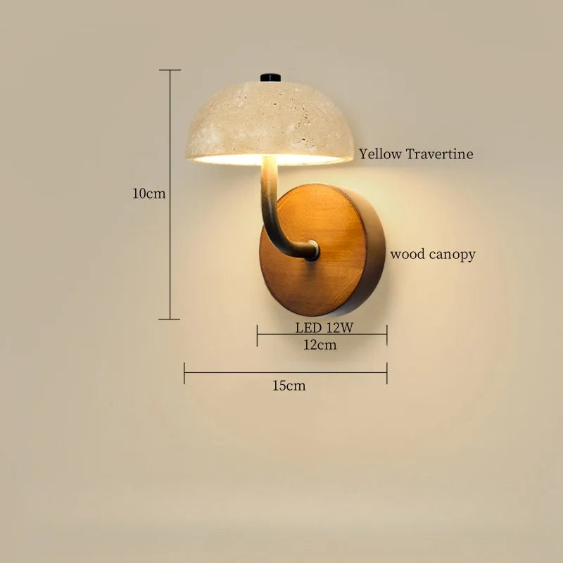 Afralia™ Vintage Wabi Sabi LED Wall Lights Yellow Travertine Interior Lighting Bedside Lamps