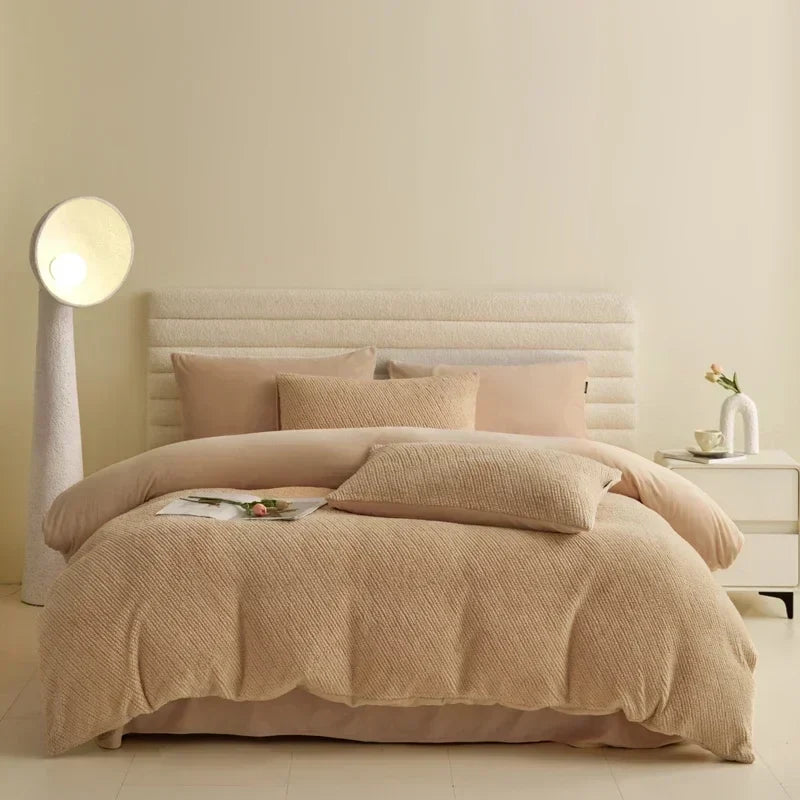 Afralia™ 2024 Winter Fleece Bedding Set King Queen Twin Double Duvet Cover Kit