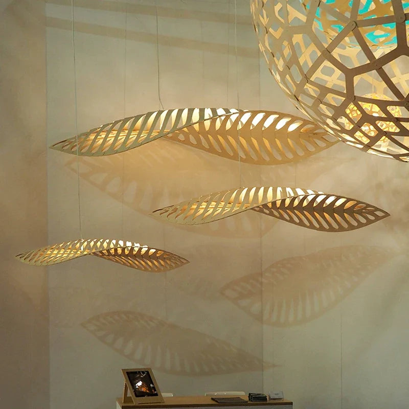Afralia™ Wood Fish Bone Chandelier - Nordic Minimalist Wabi Sabi Pendant Lights