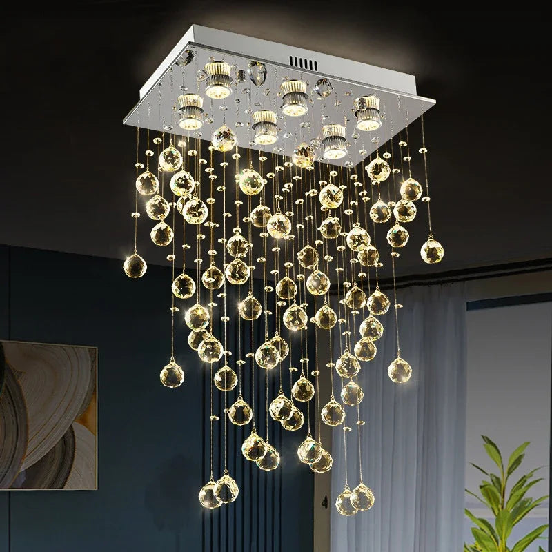 Afralia™ Luxury Led Crystal Chandelier for Living Dining Room, Elegant Home Decor Lighting