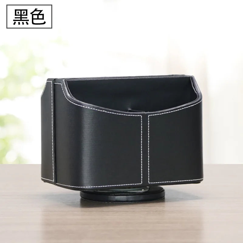 Leather Remote Caddy, 360° Spinning TV Holder Organizer for Bedside Table by Afralia™