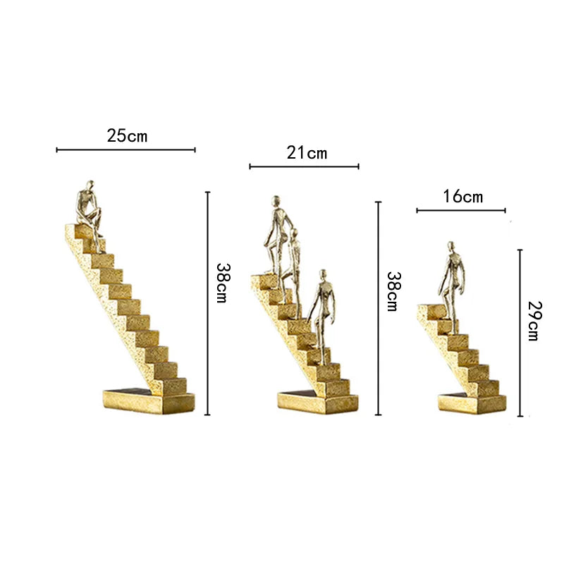 Afralia™ Golden Man Abstract Resin Figure Sculpture Staircase Decor