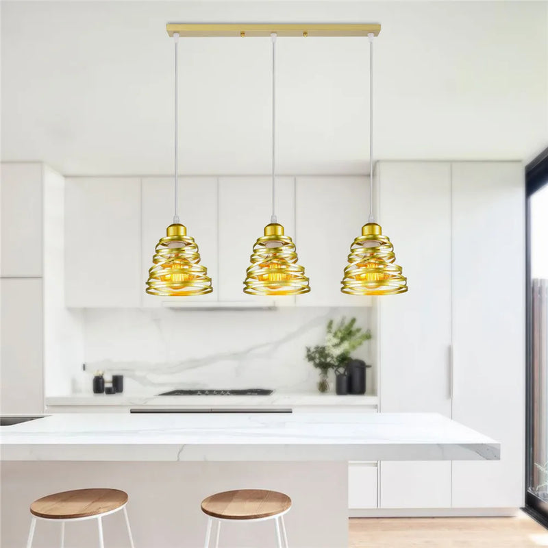 Afralia™ Metal Cage Pendant Light Trio for Kitchen Island & Living Room