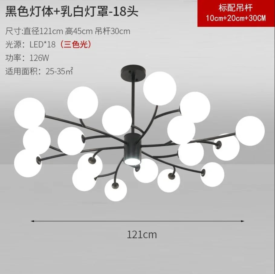Afralia™ Nordic Glass Ball LED Ceiling Chandelier for Home Decor Fixture