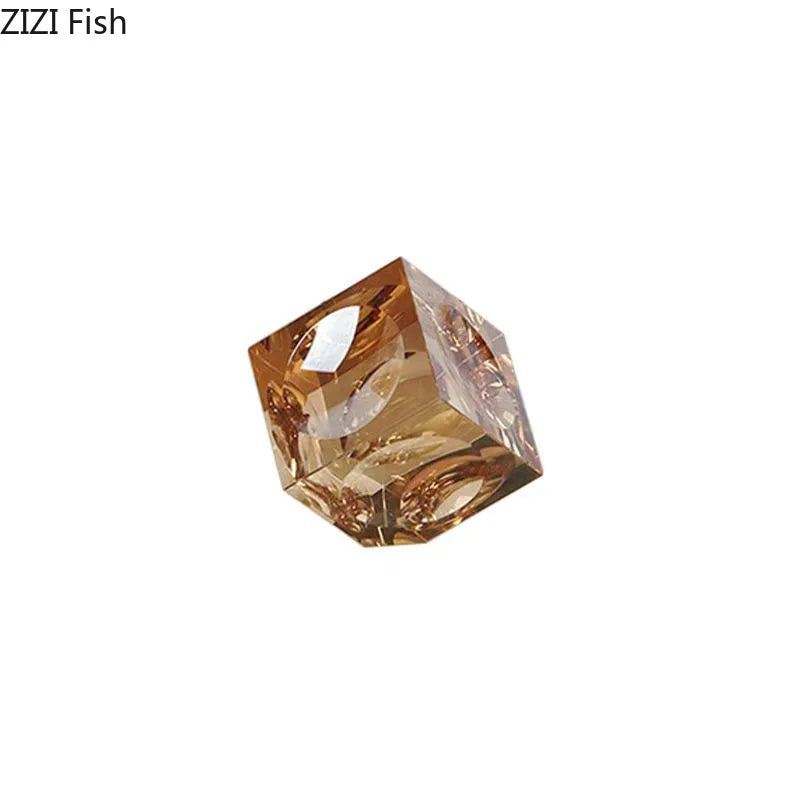 Afralia™ Crystal Cube Statue Desk Ornament - Creative Room Decor Sculpture