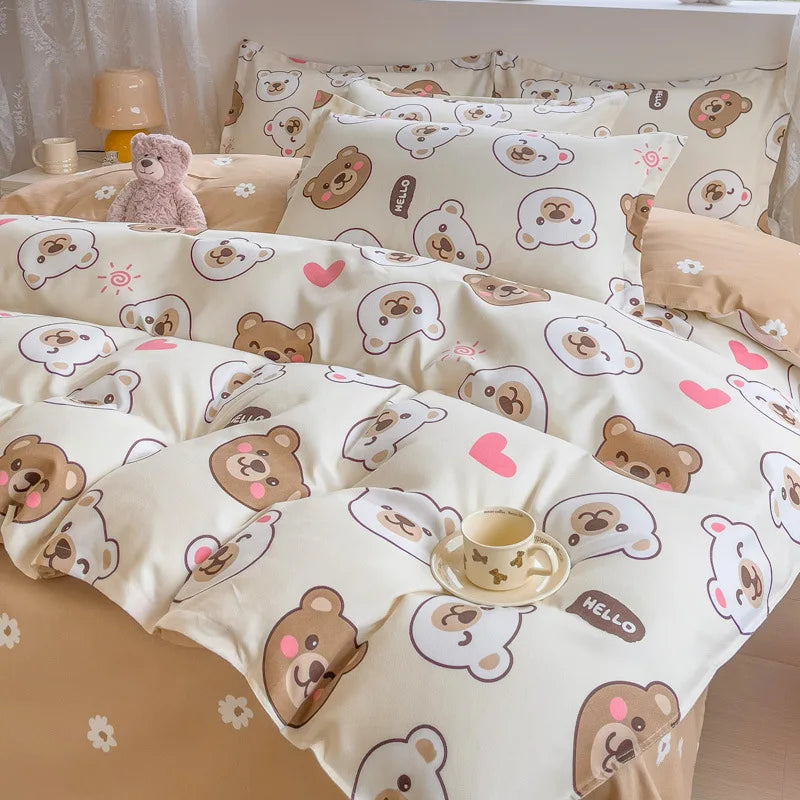 Afralia™ Cotton Printed Bedding Set: Thick & Cozy Single Bedclothes for Adults & Kids