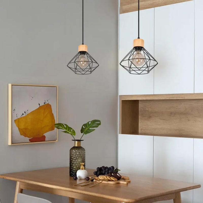 Afralia™ Vintage Industrial Wood Pendant Light Chandelier for Kitchen Island Living Room