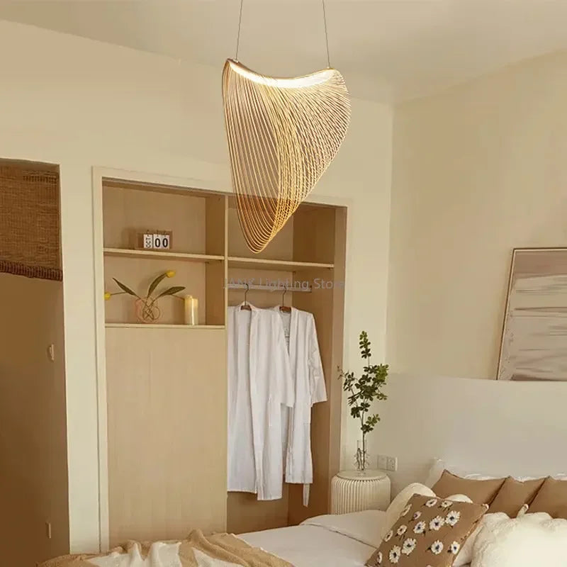 Afralia™ Birch Wood LED Pendant Lamp for Home Decor and Art Lighting