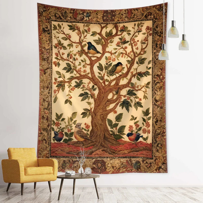 Afralia™ Flying Bird Tree of Life Tapestry Wall Hanging: Bohemian Abstract Hippie Decor