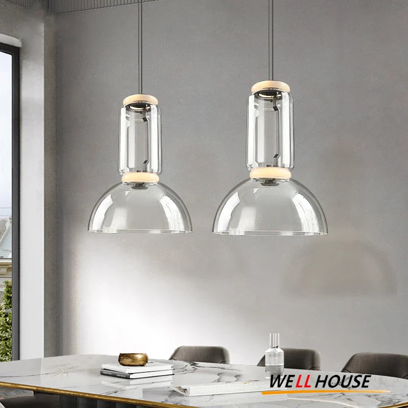 Afralia™ Noctambule Glass Pendant Lamp for Villa Living Room, Staircase, Bar, Loft - LED Transparent Glass