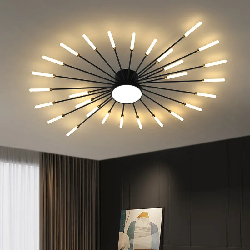 Afralia™ Black Gold LED Chandelier: Modern Ceiling Pendant Lights for Home Living Room, Bedroom, Kitchen