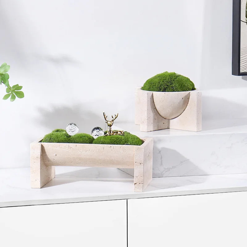 Afralia™ Marble Stone Flower Pots & Tablescape Set for Home & Hotel Decor