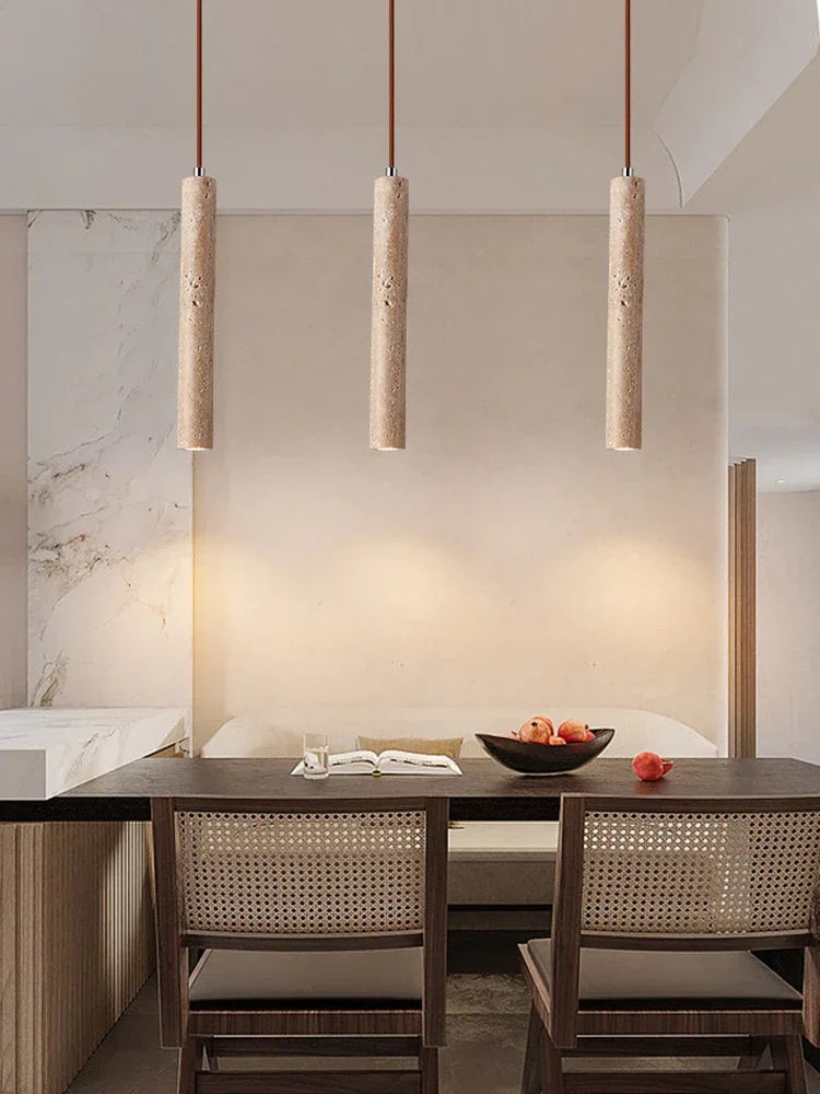 Afralia™ Travertine Stone Pendant Light for Bedroom Dining Kitchen